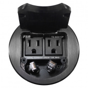 t3-ac2cp-blk- table box with 2 data / 2 ac outlets, cable pull
