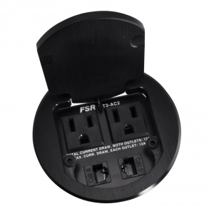 t3-ac2-blk- black table box with 2 data / 2 ac outlets and 2 cat6 connectors
