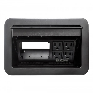 t3u-3- black t3u-3 table box with 4 ac outlets - black cover