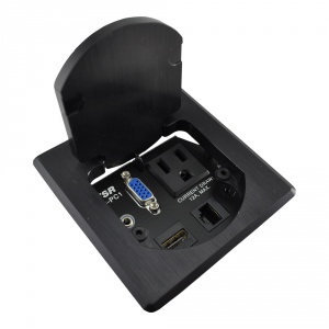 t3-pc1d-sqblk- 3.5&quot; square black table box with 1 hdmi / 1 hd-15 male / 1- 3.5mm st. audio / 1 data / 1 ac outlet