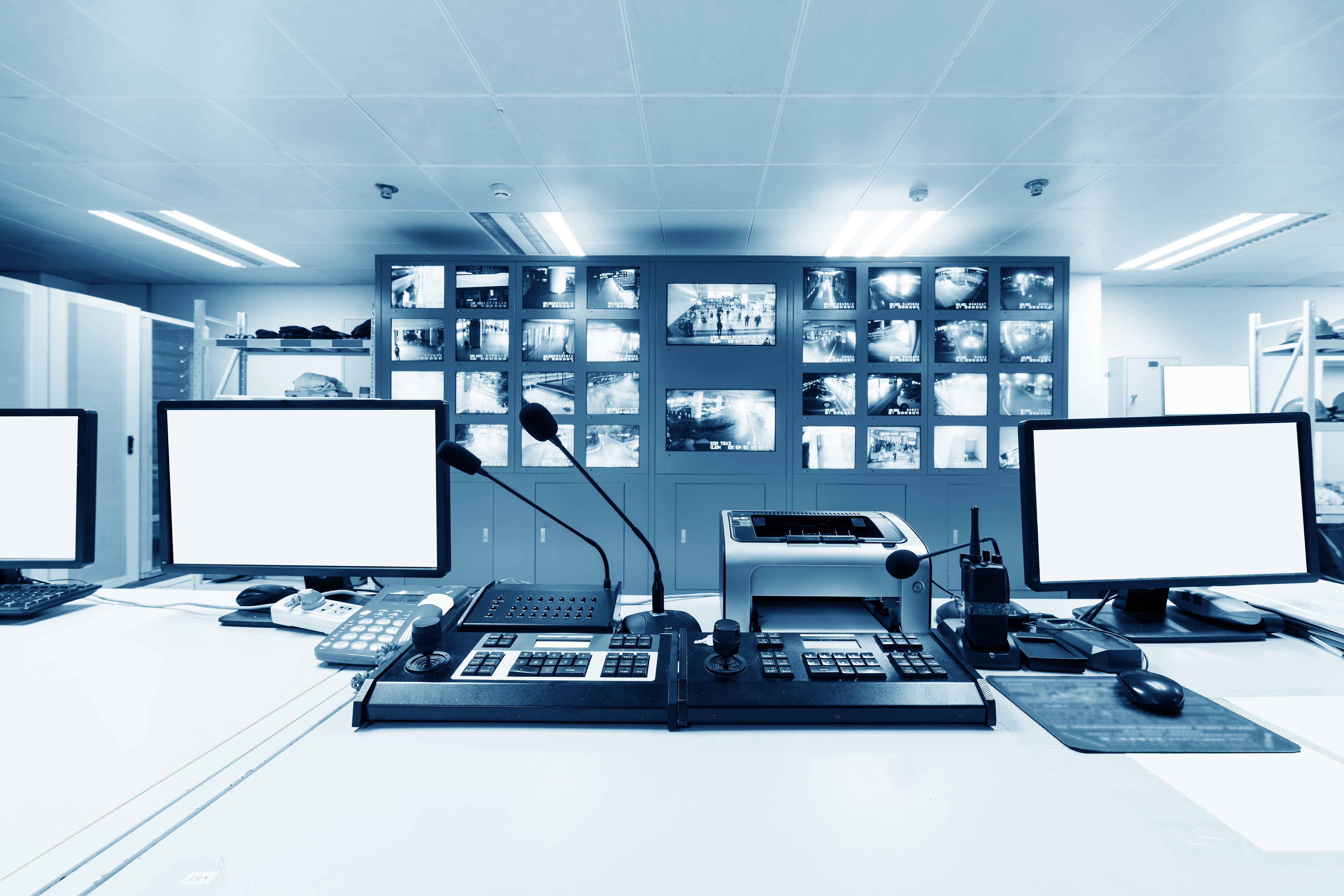 Modern plant control room and computer monitors