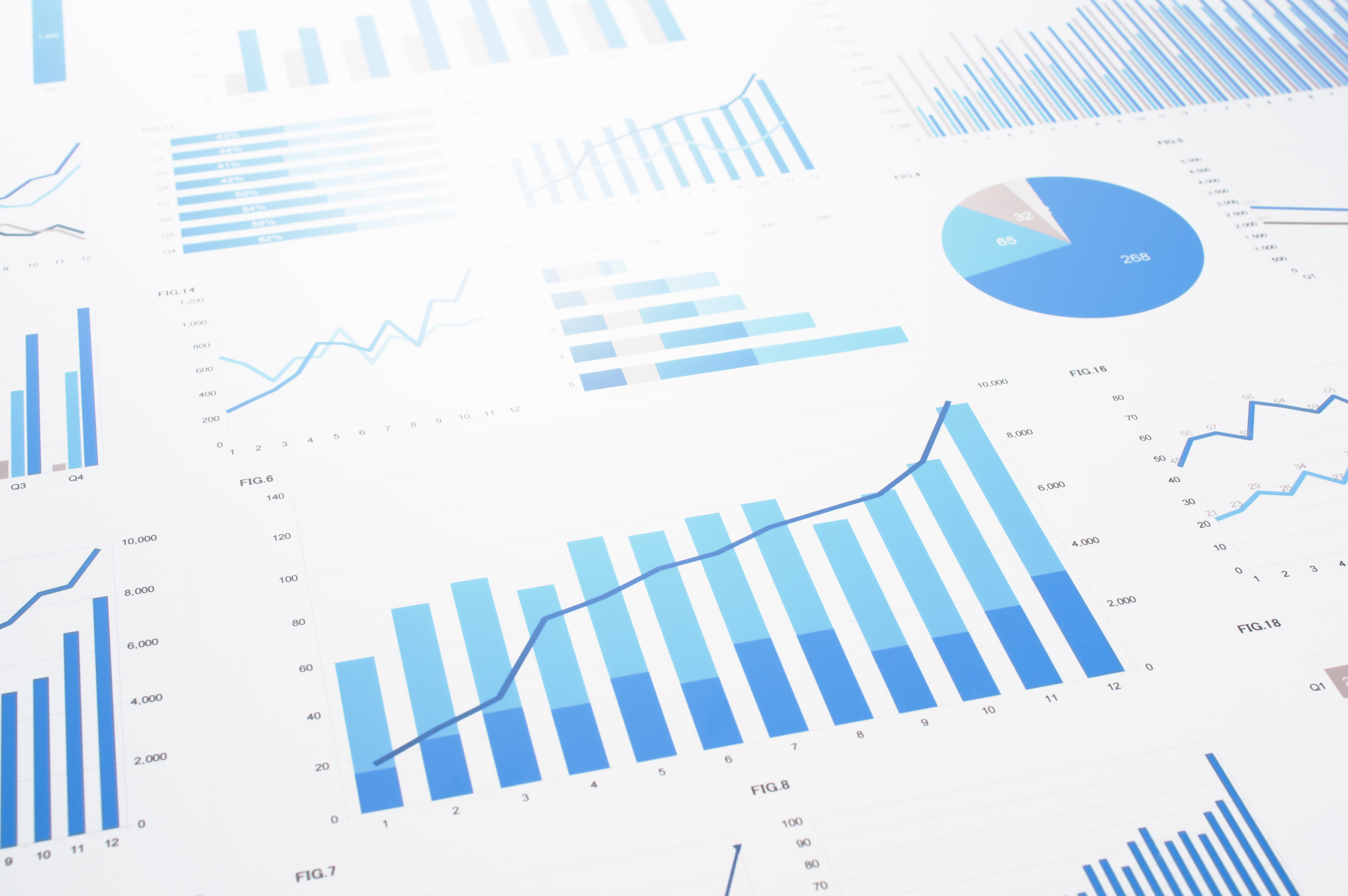 Concept image of data gathering and statistical working.