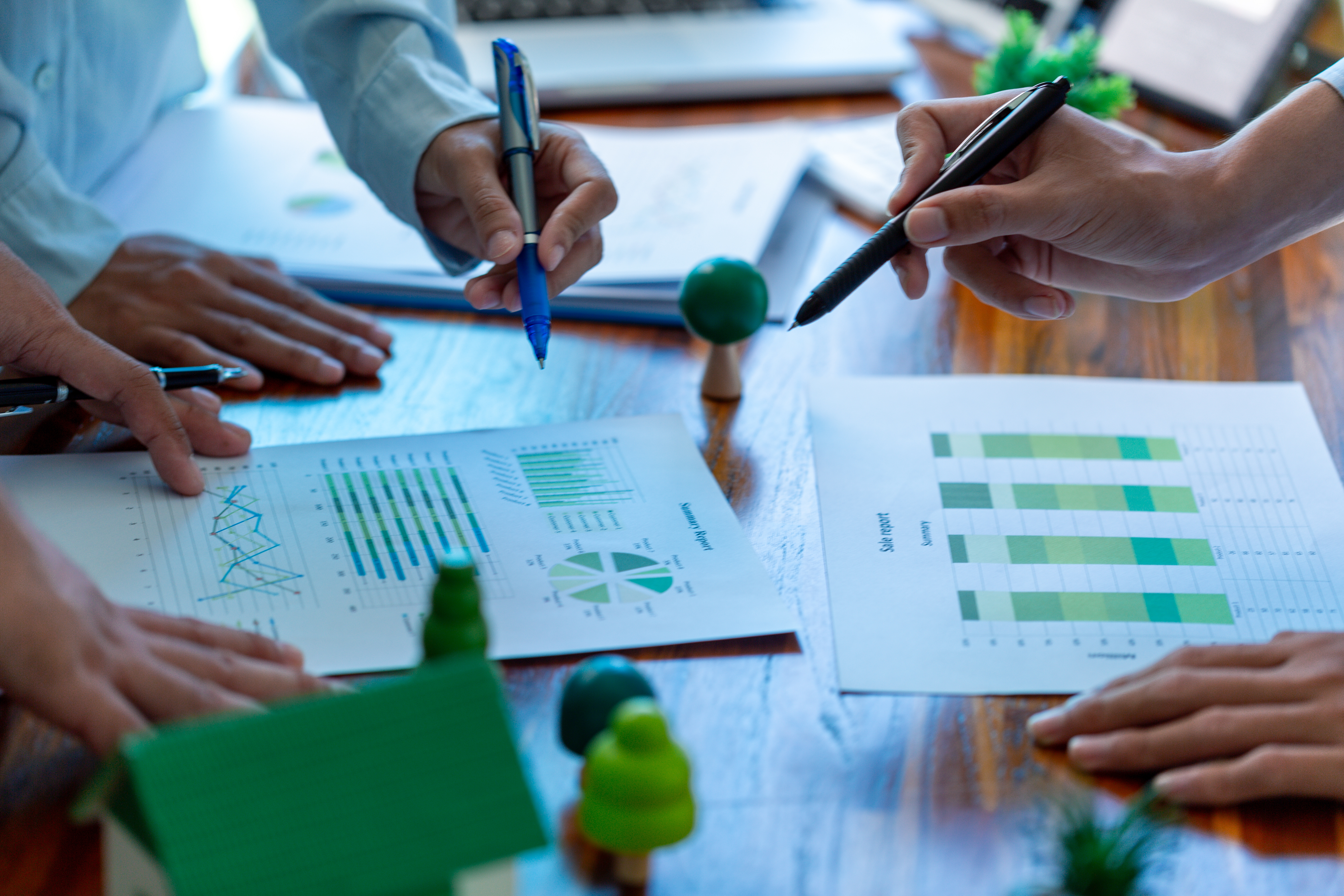 Corporate office conducted analysis with green, environmentally friendly approach, demonstrating business growth and commitment to sustainability in environment. sustainability, business, green.