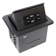 tb-chrg- black table box with 2-ac, 2-usb charge