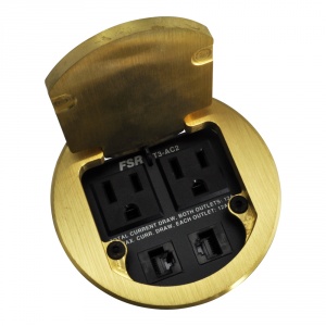 t3-ac2-brs- brass table box with 2 data / 2 ac outlets