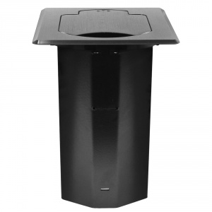 t3-ac2cp-sqblk- sqaure black table box with 2 data / 2 ac outlets, cable pull