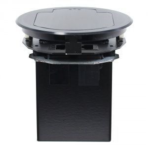 t3-ac2hw-blk- black table box with 2 data / 2 ac outlets, hardwired