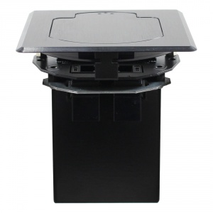 t3-ac2hw-sqblk- square black table box with 2 data / 2 ac outlets, hardwired