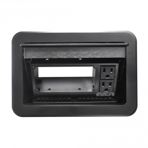 t3u-1-blk- black table box with ac duplex black cover and trim ring