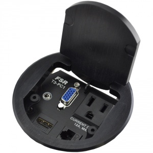t3-pc1d-blk- 3.5" black table box with 1 hdmi / 1 hd-15 male / 1- 3.5mm st. audio / 1 data / 1 ac outlet
