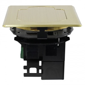 t3-pc1d-sqbrs- 3.5" square brass table box with 1 hdmi / 1 hd-15 male / 1- 3.5mm st. audio / 1 data / 1 ac outlet