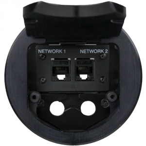 t3-ips-blk- black table box with opening for 2 space ips bracket / single cable and dual cable pull brackets