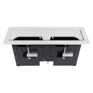2 Section Rectangular Table Box with 1 Universal Bracket - Brushed Anodized Aluminum