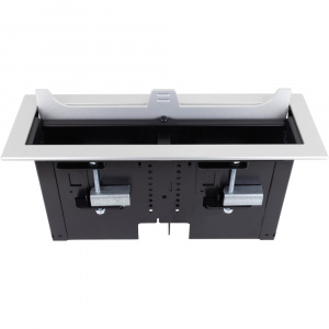 2 Section Rectangular Table Box with 1 Universal Bracket - Brushed Anodized Aluminum