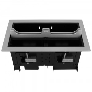 Dual 2 Section Rectangular Table Box with 2 Universal Brackets - Brushed Anodized Aluminum