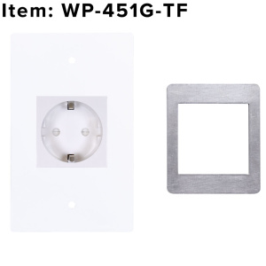 Single gang 45MM gang plate, Accepts one - 45mmx45mm outlet - Type F Schuko socket included